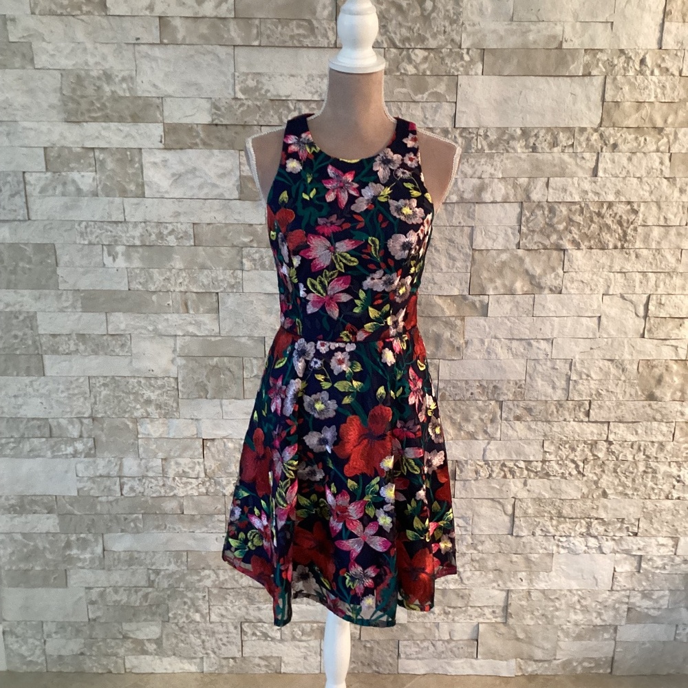 Gianni Bini Floral Embroidered Fit and Flare Dress